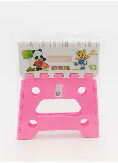 Children’s Portable Folding Step Stool with Cute Cartoon Design, Non-Slip Surface &amp; Easy Carry Handle (L29 × W23 × H22)cm – Pink