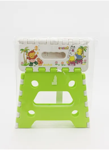 Children’s Portable Folding Step Stool with Cute Cartoon Design, Non-Slip Surface &amp; Easy Carry Handle (L29 × W23 × H22)cm – Green