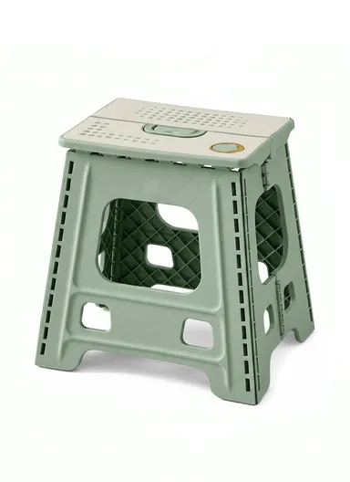 Heavy-Duty Non-Slip Folding Stool, Portable Secure Stepping Aid for Bathroom &amp; Kitchen 2605 (L33 x W27 x H34)cm - Light Green