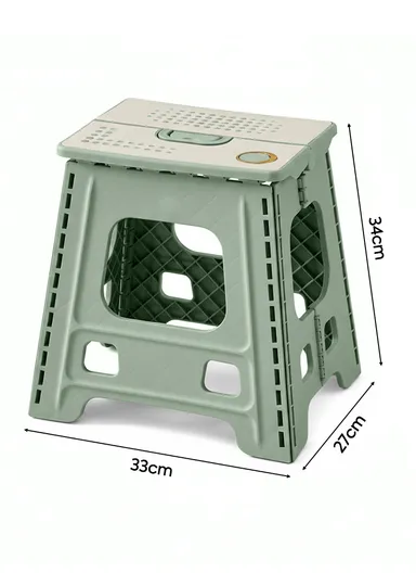 Heavy-Duty Non-Slip Folding Stool, Portable Secure Stepping Aid for Bathroom &amp; Kitchen 2605 (L33 x W27 x H34)cm - Light Green