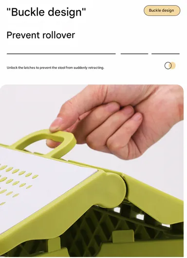 Heavy-Duty Non-Slip Folding Stool, Portable Secure Stepping Aid for Bathroom &amp; Kitchen 2605 (L33 x W27 x H34)cm - Light Green