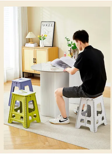 Heavy-Duty Non-Slip Folding Stool, Portable Secure Stepping Aid for Bathroom &amp; Kitchen 2605 (L33 x W27 x H34)cm - Light Green