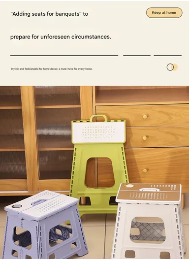 Heavy-Duty Non-Slip Folding Stool, Portable Secure Stepping Aid for Bathroom &amp; Kitchen 2605 (L33 x W27 x H34)cm - Grey