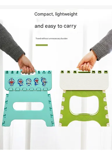 Compact Folding Step Stool with Handle, Anti-Slip Top &amp; Space-Saving Design (L29 × W23 × H24)cm – Green &amp; White