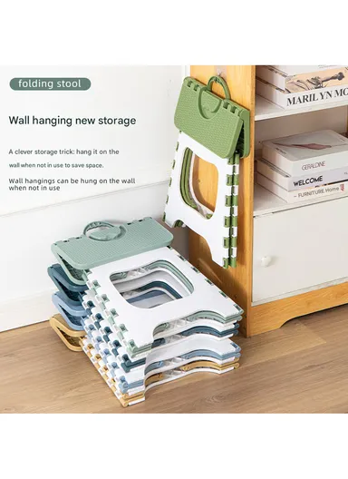 Compact Folding Step Stool with Handle, Anti-Slip Top &amp; Space-Saving Design (L29 × W23 × H24)cm – Green &amp; White