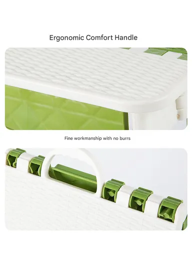 Compact Folding Step Stool with Handle, Anti-Slip Top &amp; Space-Saving Design (L29 × W23 × H24)cm – Green &amp; White