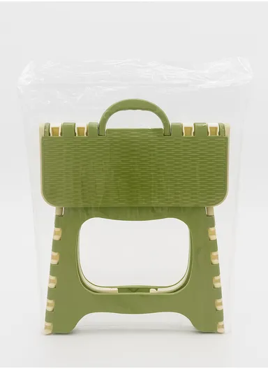 Compact Folding Step Stool with Handle, Anti-Slip Top &amp; Space-Saving Design (L29 × W23 × H24)cm – Green &amp; White
