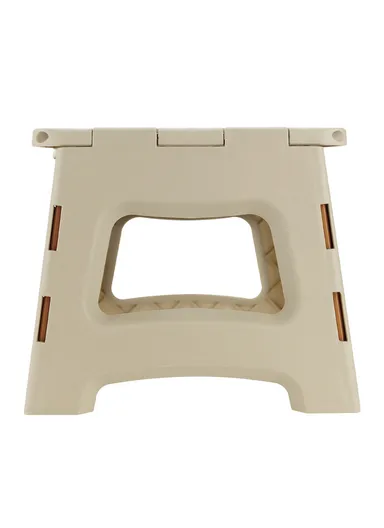 Folding Step Stool with Carry Handle, Space-Saving Design, Non-Slip Surface for Home, Kitchen &amp; Bathroom (L27 × W24 × H27)cm – Beige