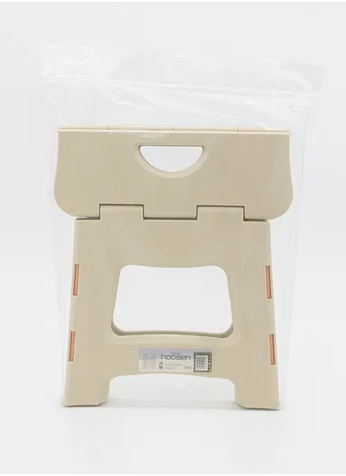 Folding Step Stool with Carry Handle, Space-Saving Design, Non-Slip Surface for Home, Kitchen &amp; Bathroom (L27 × W24 × H27)cm – Beige