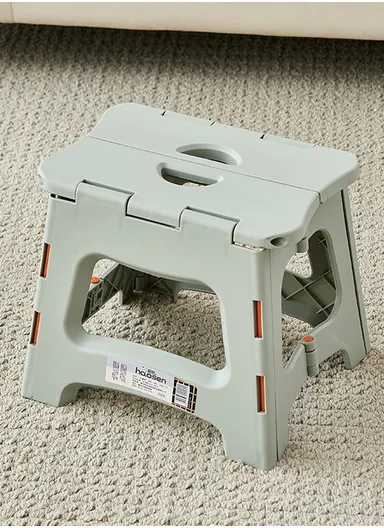 Folding Step Stool with Carry Handle, Space-Saving Design, Non-Slip Surface for Home, Kitchen &amp; Bathroom (L27 × W24 × H27)cm – Grey