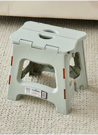 Folding Step Stool with Carry Handle, Space-Saving Design, Non-Slip Surface for Home, Kitchen &amp; Bathroom (L27 × W24 × H27)cm – Grey