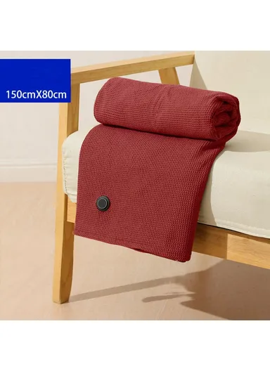 150 x 80cm USB Heated Zipper Poncho for Single Person Heating Shawl Home Office Nap Electirc Warming Blanket - Red
