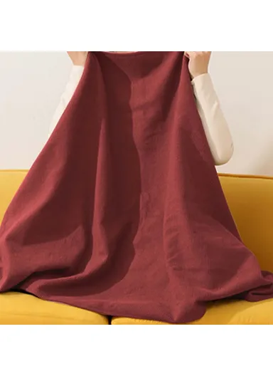 150 x 80cm USB Heated Zipper Poncho for Single Person Heating Shawl Home Office Nap Electirc Warming Blanket - Red