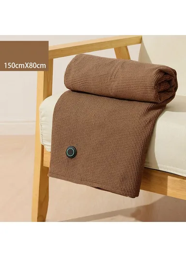 150 x 80cm USB Heated Zipper Poncho for Single Person Heating Shawl Home Office Nap Electirc Warming Blanket - Coffee