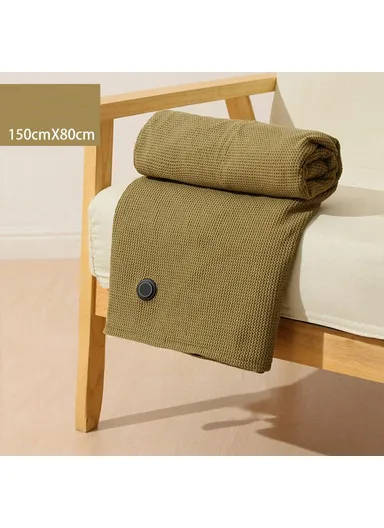 150 x 80cm USB Heated Zipper Poncho for Single Person Heating Shawl Home Office Nap Electirc Warming Blanket - Green