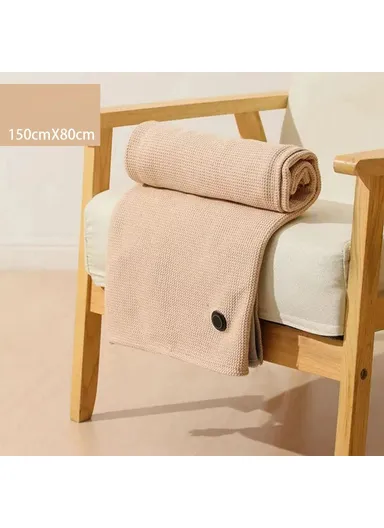 150 x 80cm USB Heated Zipper Poncho for Single Person Heating Shawl Home Office Nap Electirc Warming Blanket - Apricot