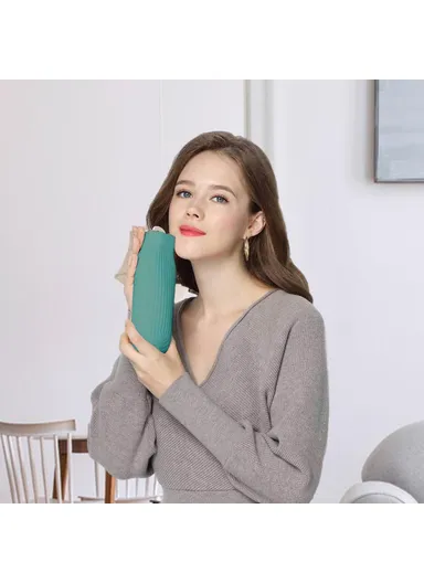 Hot Water Bottle Portable Large Hand Warmer Bag Reusable Heat Pack with Soft Cover for Pain Relief Winter Comfort - Pink