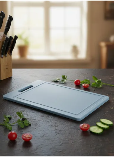Multi-Function BPA-Free PP Cutting Board – 8mm Thick, Reversible Chopping Board for Fruits, Vegetables &amp; Meat, Anti-Cross Contamination Design - Baby Blue