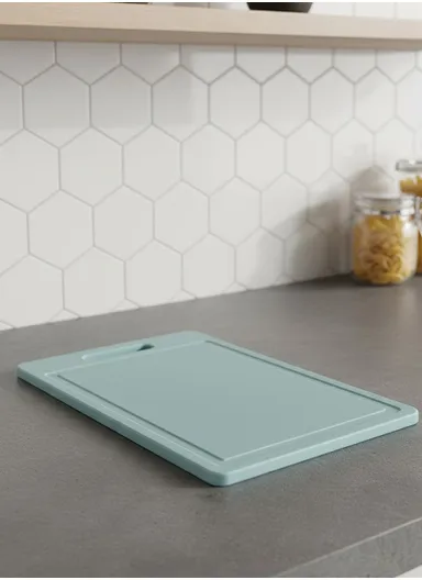 Multi-Function BPA-Free PP Cutting Board – 8mm Thick, Reversible Chopping Board for Fruits, Vegetables &amp; Meat, Anti-Cross Contamination Design - Cyan