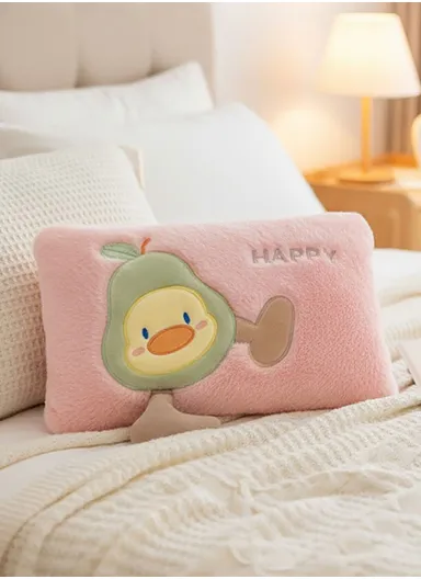 Portable Comfort Electric Hot Water Bag, Soft Plush Refillable Hot Water Bottle with Cute Avocado Design &amp; Auto Temperature Control HX441 - Pink
