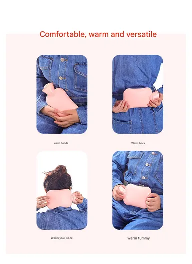 2L Cute Doodle Hot Water Bottle, Double Sided Heating, Leak-Proof PVC Hand &amp; Stomach Warmer - Bear / Light Purple