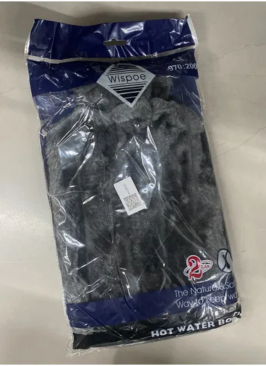 2L Cute Doodle Hot Water Bottle, Double Sided Heating, Leak-Proof PVC Hand &amp; Stomach Warmer - Bear / Light Purple