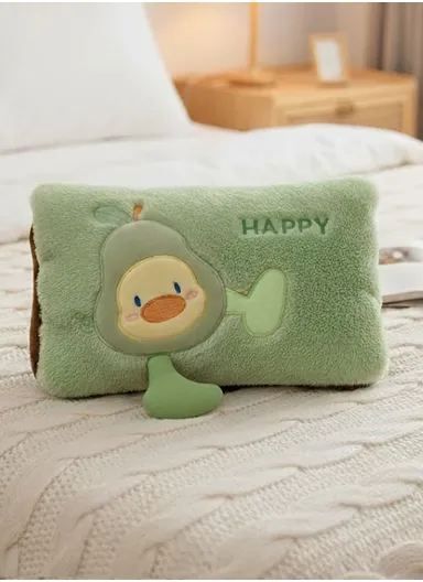 Portable Comfort Electric Hot Water Bag, Soft Plush Refillable Hot Water Bottle with Cute Avocado Design &amp; Auto Temperature Control HX441 - Light Green