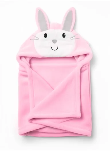 Soft Rabbit Style Baby Hooded Bath Towel, Ultra-Absorbent &amp; Warm Baby Bath Blanket (L77 × W104)cm - Pink