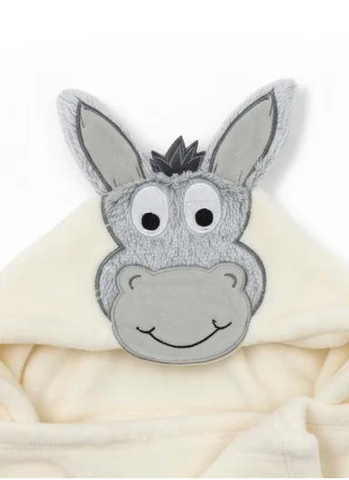 Soft Donkey Style Baby Hooded Bath Towel, Ultra-Absorbent &amp; Warm Baby Bath Blanket (L77 × W104)cm – Off White