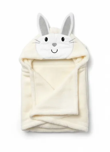 Soft Rabbit Style Baby Hooded Bath Towel, Ultra-Absorbent &amp; Warm Baby Bath Blanket (L77 × W104)cm - Off White