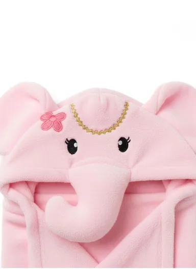 Soft Elephant Style Baby Hooded Bath Towel, Ultra-Absorbent &amp; Warm Baby Bath Blanket (L77 × W104)cm - Pink
