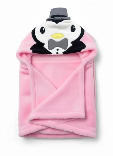Soft Penguin Style Baby Hooded Bath Towel, Ultra-Absorbent &amp; Warm Baby Bath Blanket (L77 × W104)cm – Pink