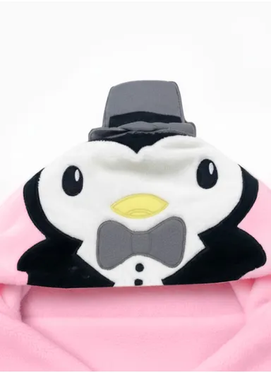 Soft Penguin Style Baby Hooded Bath Towel, Ultra-Absorbent &amp; Warm Baby Bath Blanket (L77 × W104)cm – Pink