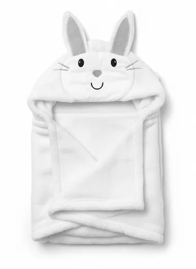 Soft Rabbit Style Baby Hooded Bath Towel, Ultra-Absorbent &amp; Warm Baby Bath Blanket (L77 × W104)cm - White