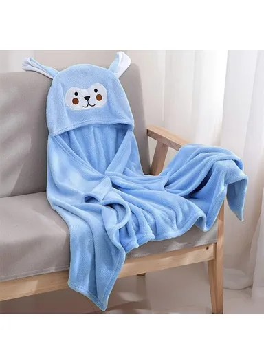 Soft Rabbit Style Baby Hooded Bath Towel, Ultra-Absorbent &amp; Warm Baby Bath Blanket (L77 × W104)cm - White