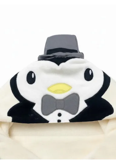 Soft Penguin Style Baby Hooded Bath Towel, Ultra-Absorbent &amp; Warm Baby Bath Blanket (L77 × W104)cm – Off White