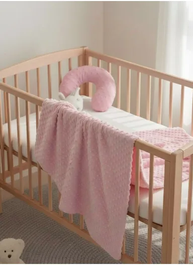 Children’s U-Shaped Neck Pillow &amp; Blanket Set, Soft, Breathable All-Season Comfort (L100 x W75)cm - Pink