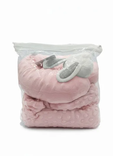 Children’s U-Shaped Neck Pillow &amp; Blanket Set, Soft, Breathable All-Season Comfort (L100 x W75)cm - Pink