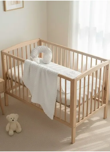 Children’s U-Shaped Neck Pillow &amp; Blanket Set, Soft, Breathable All-Season Comfort (L100 x W75)cm - White