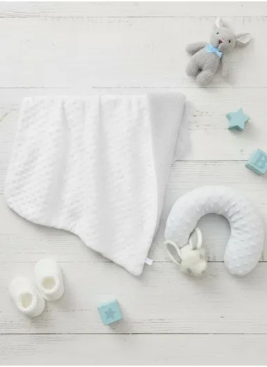 Children’s U-Shaped Neck Pillow &amp; Blanket Set, Soft, Breathable All-Season Comfort (L100 x W75)cm - White