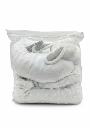 Children’s U-Shaped Neck Pillow &amp; Blanket Set, Soft, Breathable All-Season Comfort (L100 x W75)cm - White