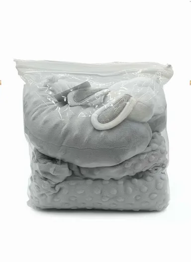 Children’s U-Shaped Neck Pillow &amp; Blanket Set, Soft, Breathable All-Season Comfort (L100 x W75)cm - Gray