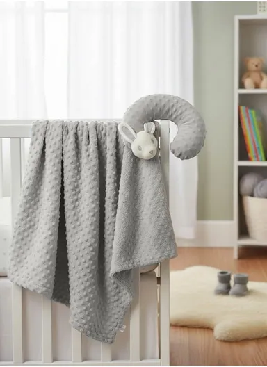 Children’s U-Shaped Neck Pillow &amp; Blanket Set, Soft, Breathable All-Season Comfort (L100 x W75)cm - Gray