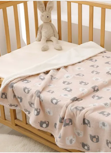 Cozy Baby Blanket ,Ultra-Soft Polyester Cotton Blend, Gentle on Sensitive Skin, Lightweight &amp; Breathable (L100 x W75)cm