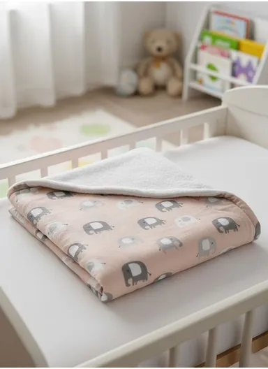 Cozy Baby Blanket ,Ultra-Soft Polyester Cotton Blend, Gentle on Sensitive Skin, Lightweight &amp; Breathable (L100 x W75)cm