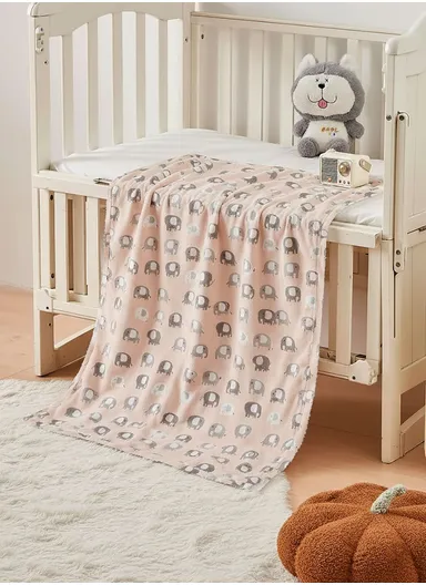 Cozy Baby Blanket ,Ultra-Soft Polyester Cotton Blend, Gentle on Sensitive Skin, Lightweight &amp; Breathable (L100 x W75)cm