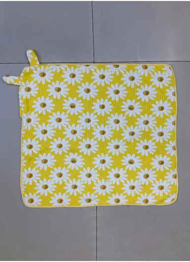 100% Cotton Baby Bath Towel, Soft &amp; Absorbent Fabric, Gentle on Skin, Durable &amp; Quick Drying Hooded Towel with Cute Ears (L75 x W75)cm - Yellow Flower