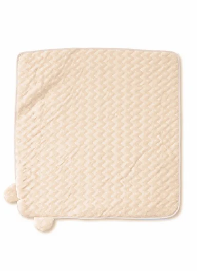 100% Cotton Baby Bath Towel, Soft &amp; Absorbent Fabric, Gentle on Skin, Durable &amp; Quick Drying Hooded Towel with Cute Ears (L75 x W75)cm - Peach Zig-Zag