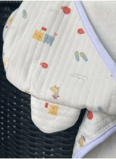 100% Cotton Baby Bath Towel, Soft &amp; Absorbent Fabric, Gentle on Skin, Durable &amp; Quick Drying Hooded Towel with Cute Ears (L75 x W75)cm - White Beach