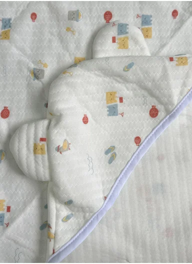 100% Cotton Baby Bath Towel, Soft &amp; Absorbent Fabric, Gentle on Skin, Durable &amp; Quick Drying Hooded Towel with Cute Ears (L75 x W75)cm - White Beach